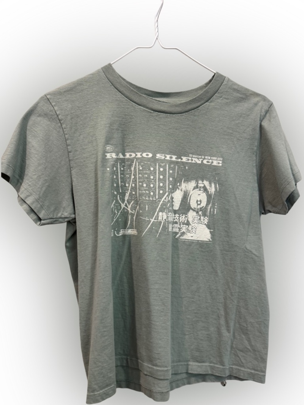 Brandy Melville “Radio Silence” Green Baby Tee